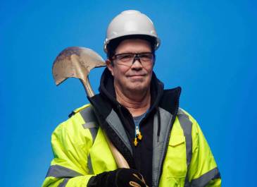 Man holding a shovel