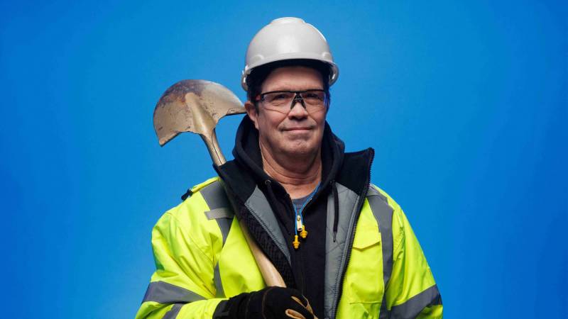 Man holding a shovel
